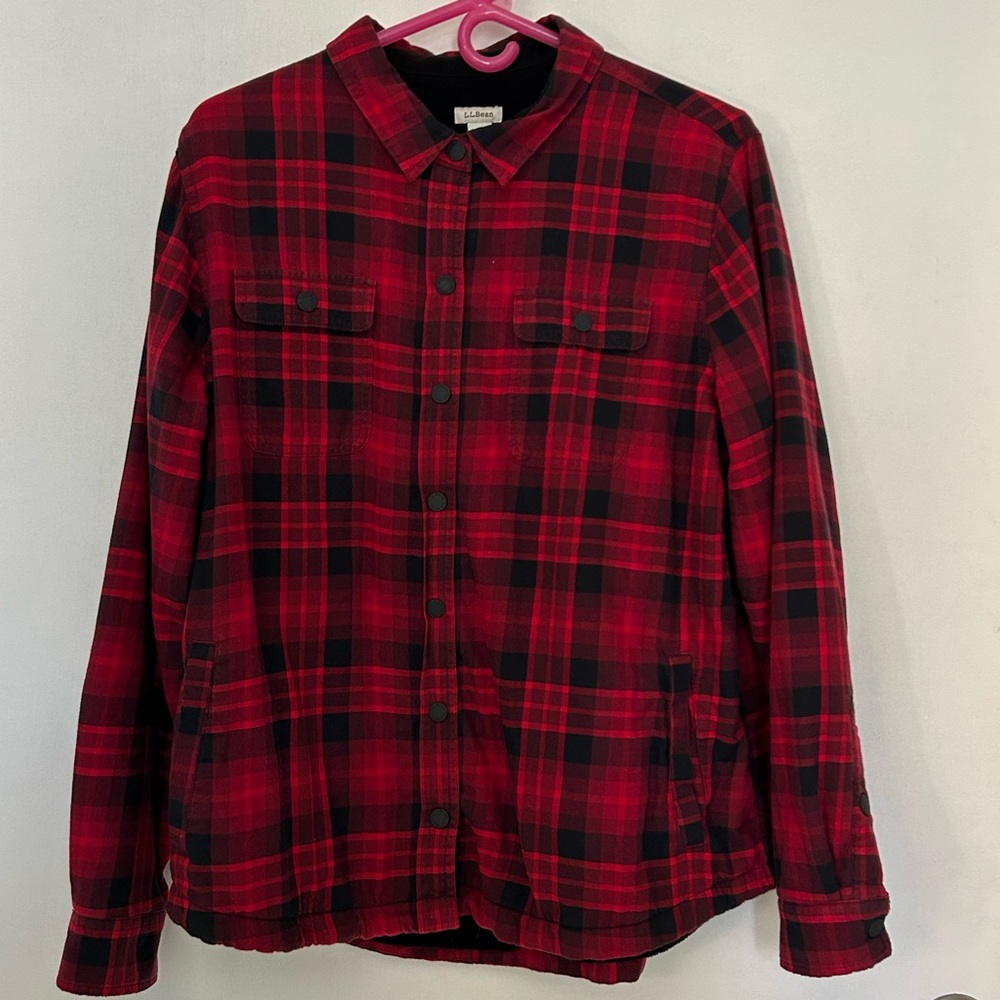 LL Bean Men's Large Fleece-Lined Flannel Shirt